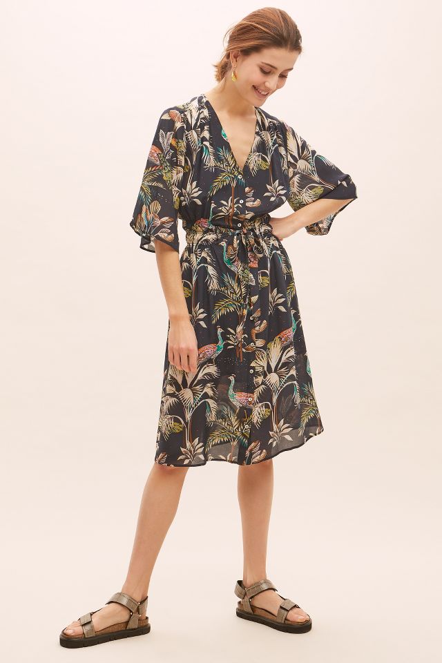 Pyrus Vina Tropical-Print Silk Dress | Anthropologie UK