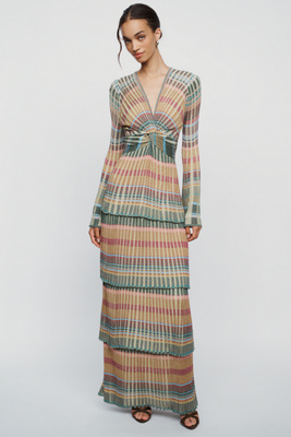 Cecilia Prado Deep V Tiered Maxi Dress by Anthropologie