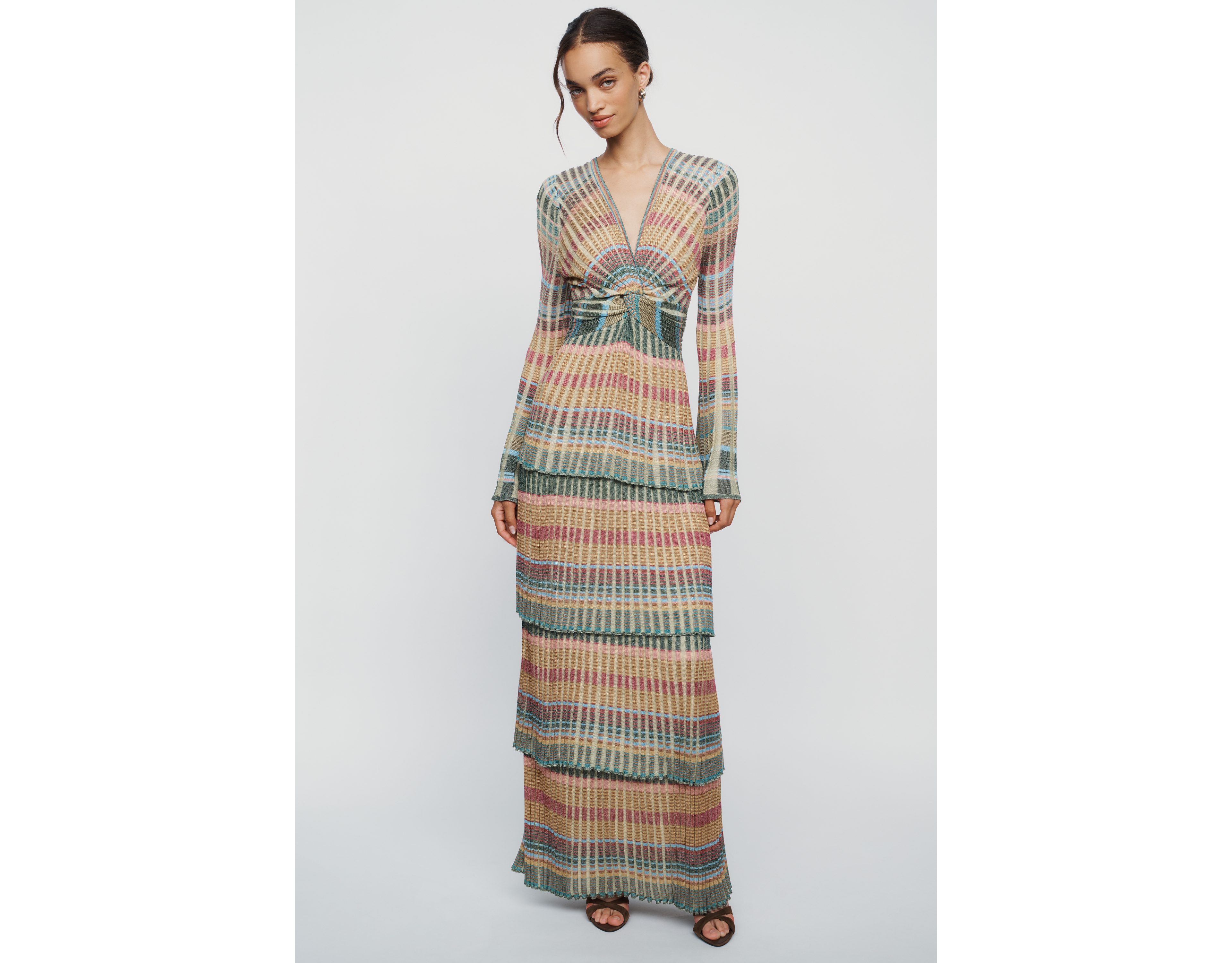 Cecilia Prado Deep V Tiered Maxi Dress