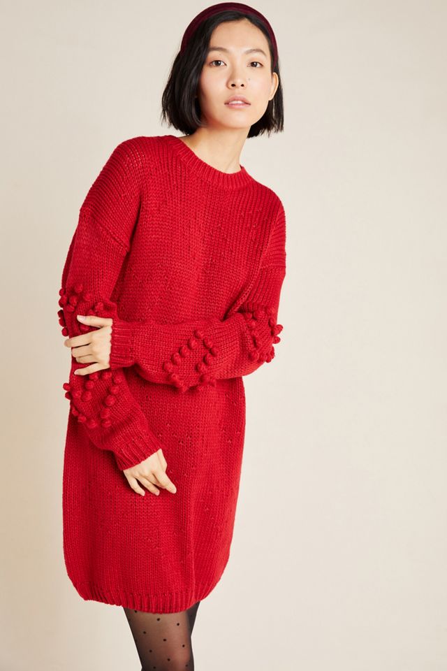 Pommed Hearts Sweater Mini Dress | Anthropologie