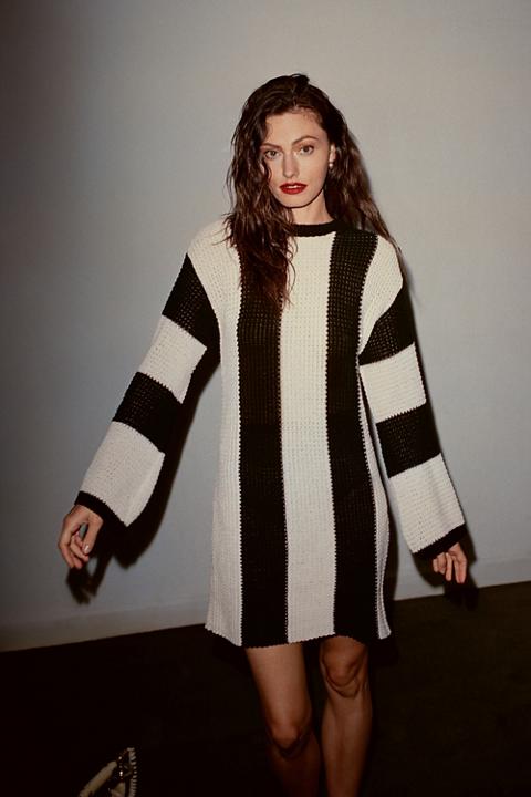 4SI3NNA Long-Sleeve Striped Sweater Mini Dress