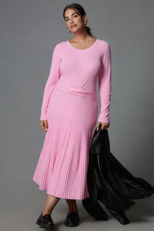 By Anthropologie Long-Sleeve Ribbed Sweater Midi Dress #3
