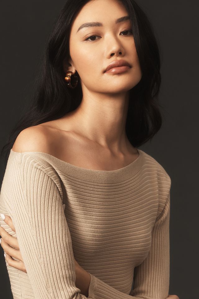 Anthropologie off sale the shoulder sweater