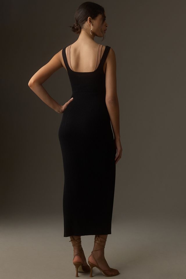By Anthropologie Sleeveless Side-Slit Sweater Column Midi Dress #1