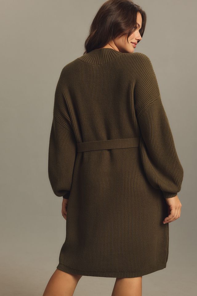 Maeve Long-Sleeve Mock-Neck Tie-Waist Mini Dress #6
