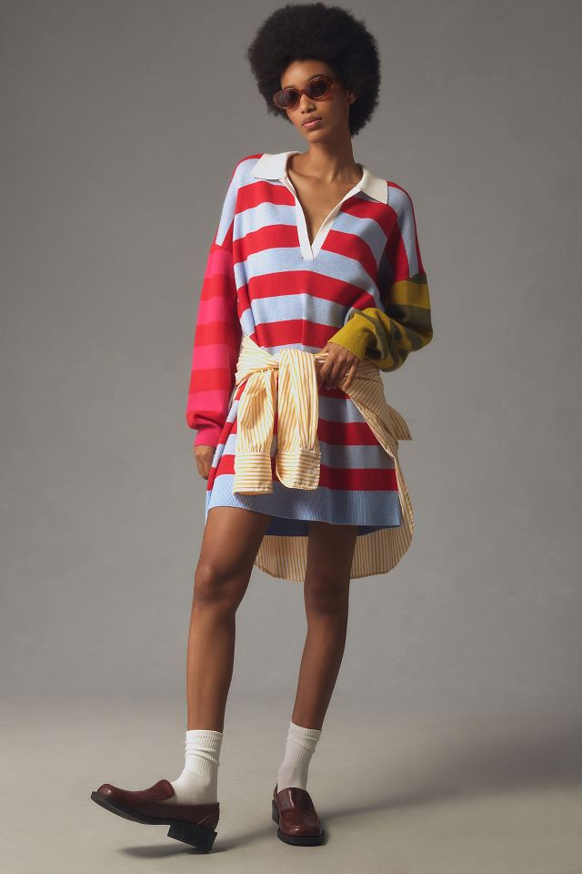 By Anthropologie Color Block Mini Sweater Dress