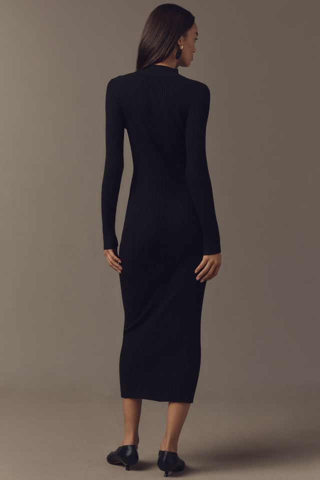 By Anthropologie Long-Sleeve Mock Neck Studded Sweater Midi Dress |  Anthropologie