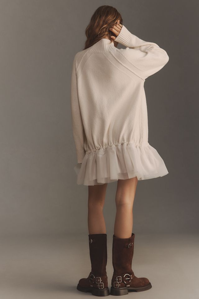 By Anthropologie Long-Sleeve Turtleneck Tulle Twofer Mini Dress #3