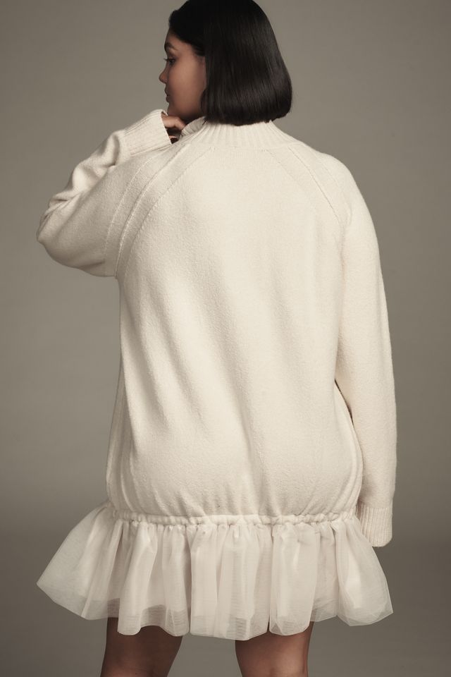 By Anthropologie Long-Sleeve Turtleneck Tulle Twofer Mini Dress #6