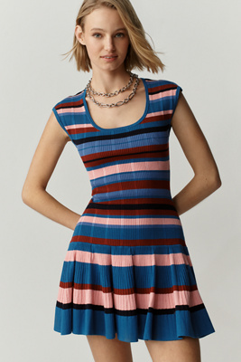 Beca Ribbed Sweater Fit & Flare Mini Dress by Maeve | Anthropologie