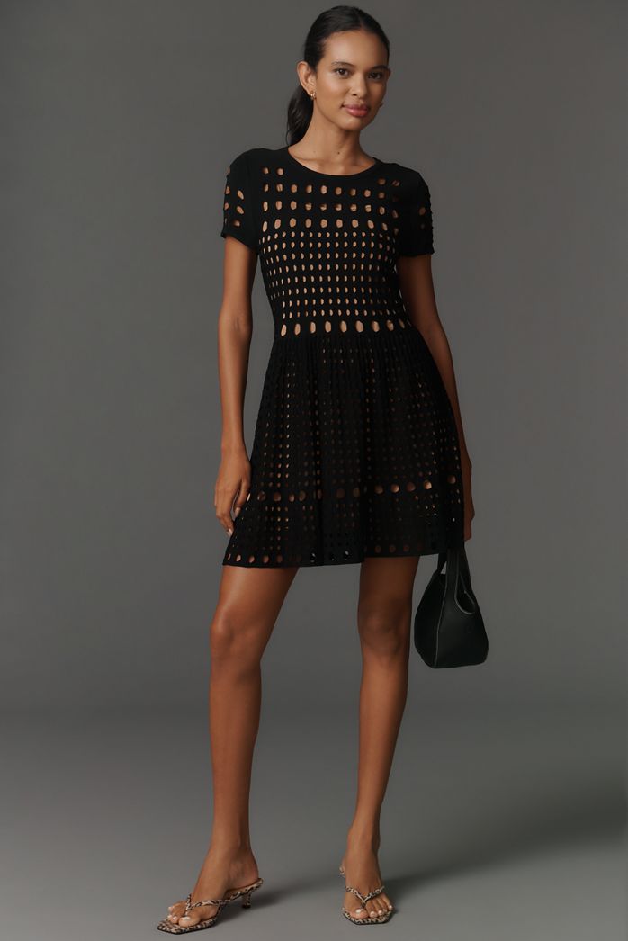 By Anthropologie Laser-Cut Mini Dress