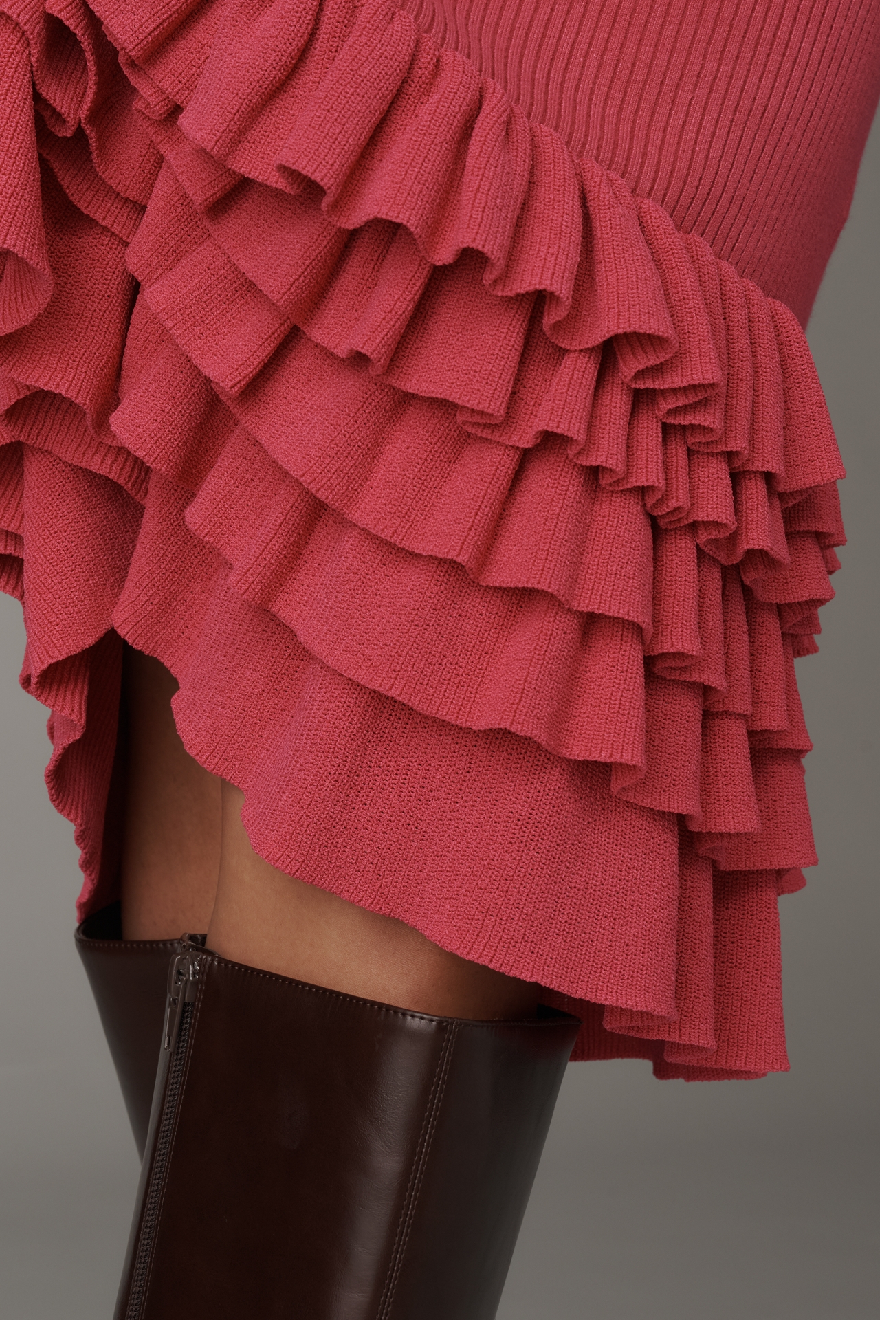 By Anthropologie Slim Ruffle Sweater Midi Dress