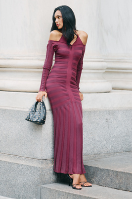 By Anthropologie Cold-Shoulder Knit Maxi Dress