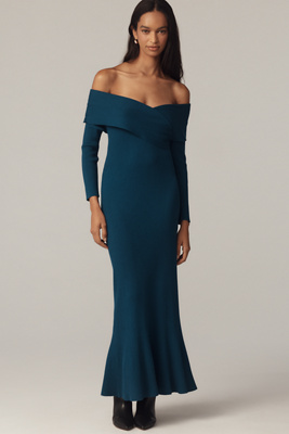 By Anthropologie Off-The Shoulder Knit Midi Dress