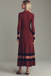 Maeve Pleated Long-Sleeve Midi Sweater Dress