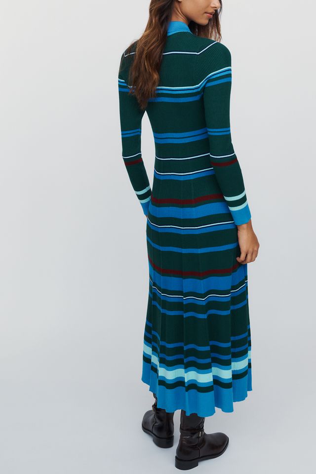 Maeve Pleated Long-Sleeve Midi Sweater Dress #2