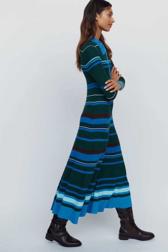 Maeve Pleated Long-Sleeve Midi Sweater Dress #3