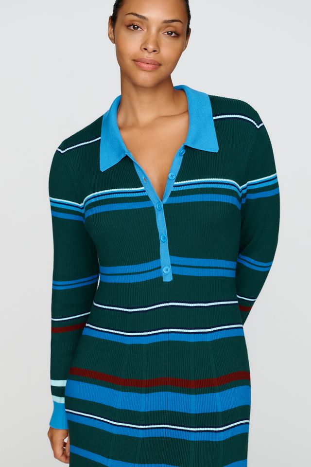 Maeve Pleated Long-Sleeve Midi Sweater Dress #5