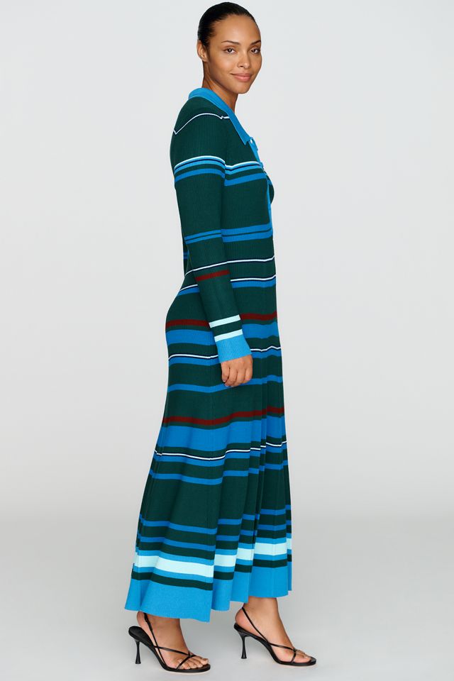 Maeve Pleated Long-Sleeve Midi Sweater Dress #6