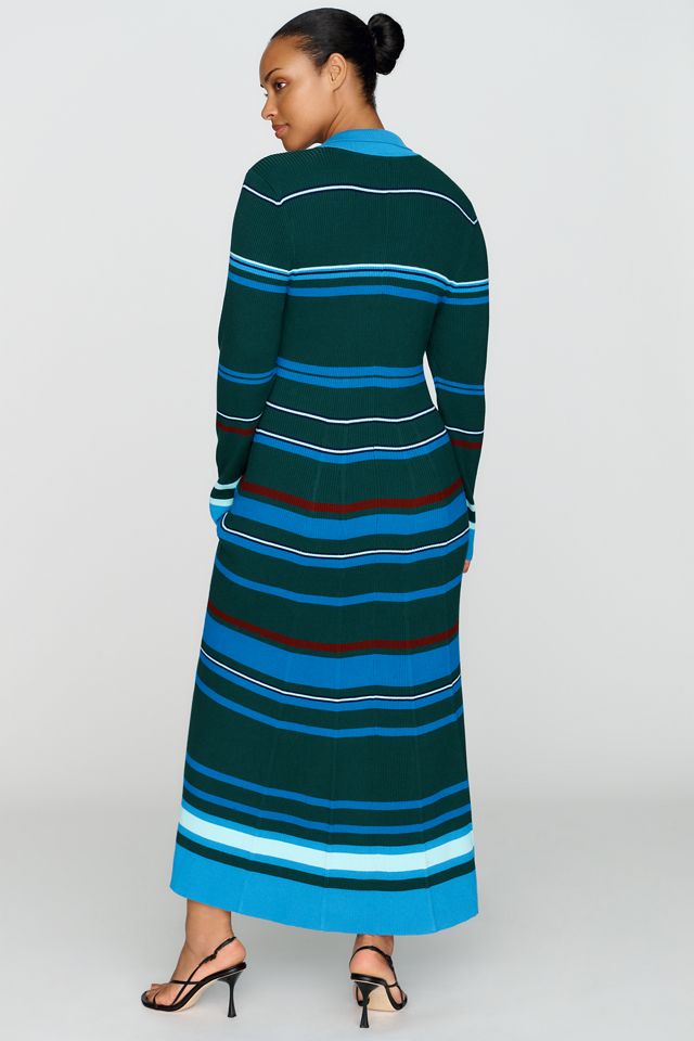 Maeve Pleated Long-Sleeve Midi Sweater Dress #7
