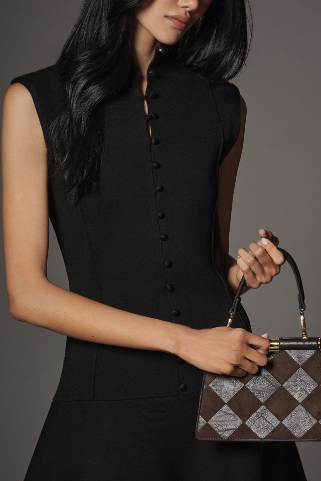 By Anthropologie Mock-Neck Button-Front Sweater Mini Dress #1