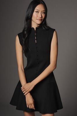 By Anthropologie Mock-Neck Button-Front Mini Dress