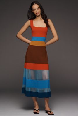 Maeve Sleeveless Blocked Knit Midi Dress