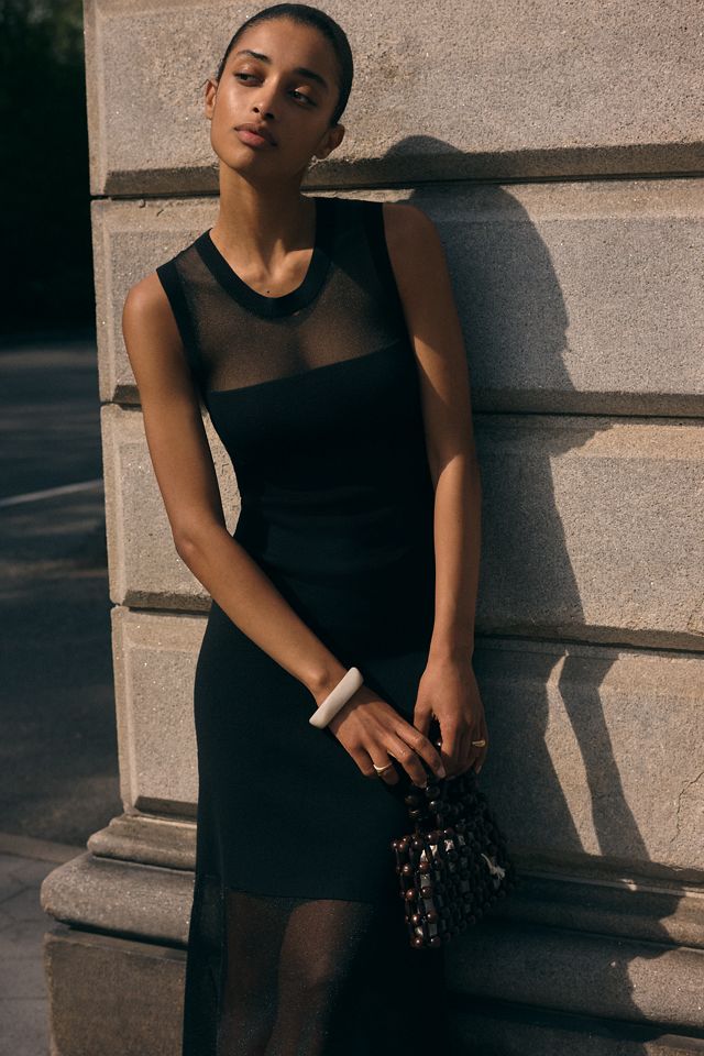 Maeve Knit Mesh Maxi Dress | Anthropologie