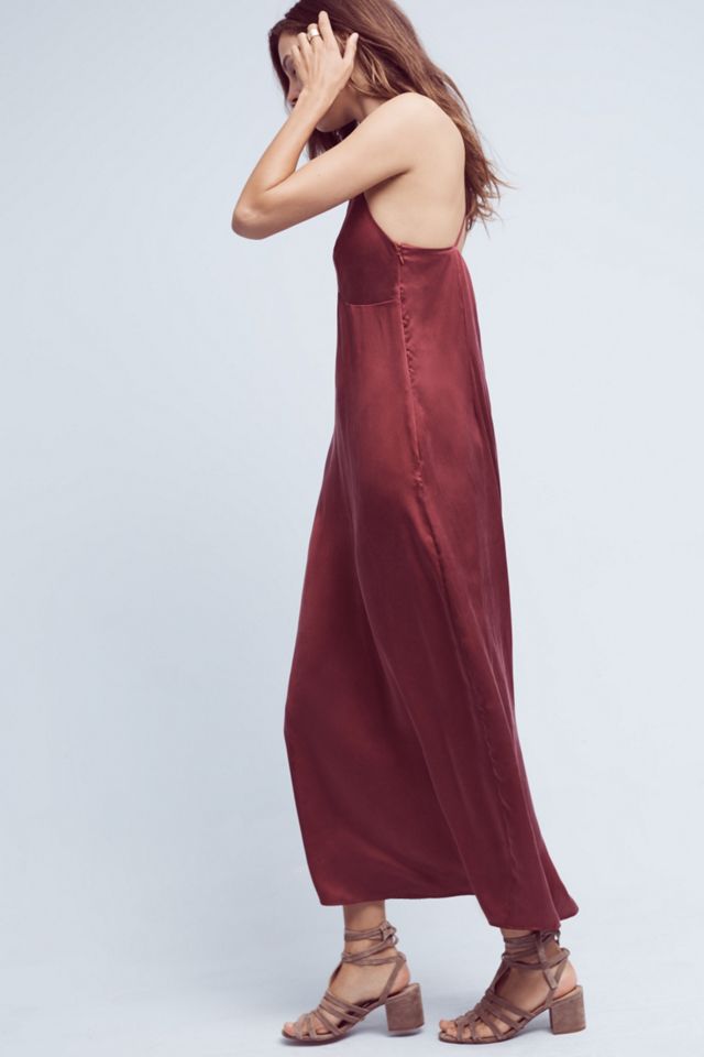 anthropologie silk slip dress By Anthropologie Lace-Trim Midi Slip Dress