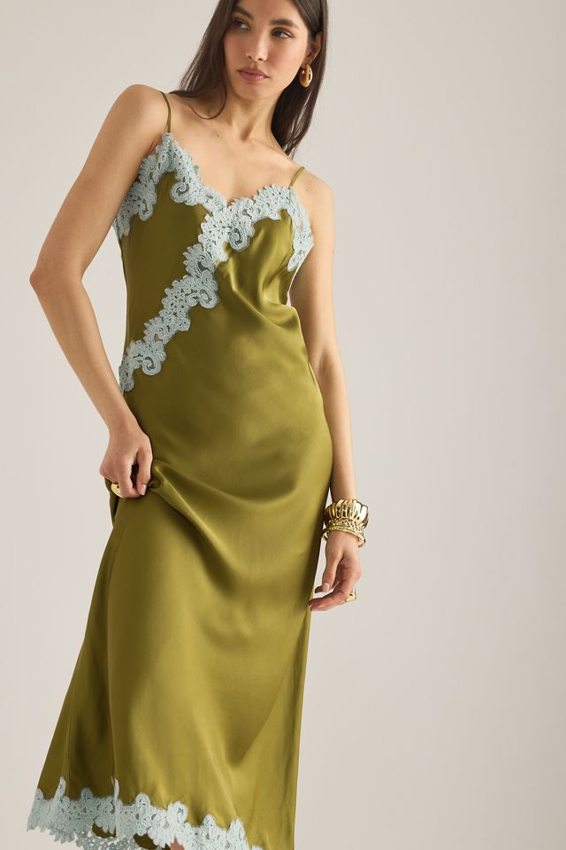 anthropologie green slip dress Pistachio Green Cape Lindy Dress main image 0