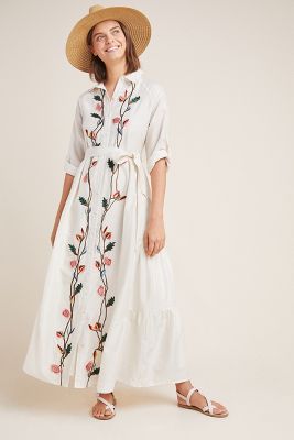 Anthropologie white embroidered store dress