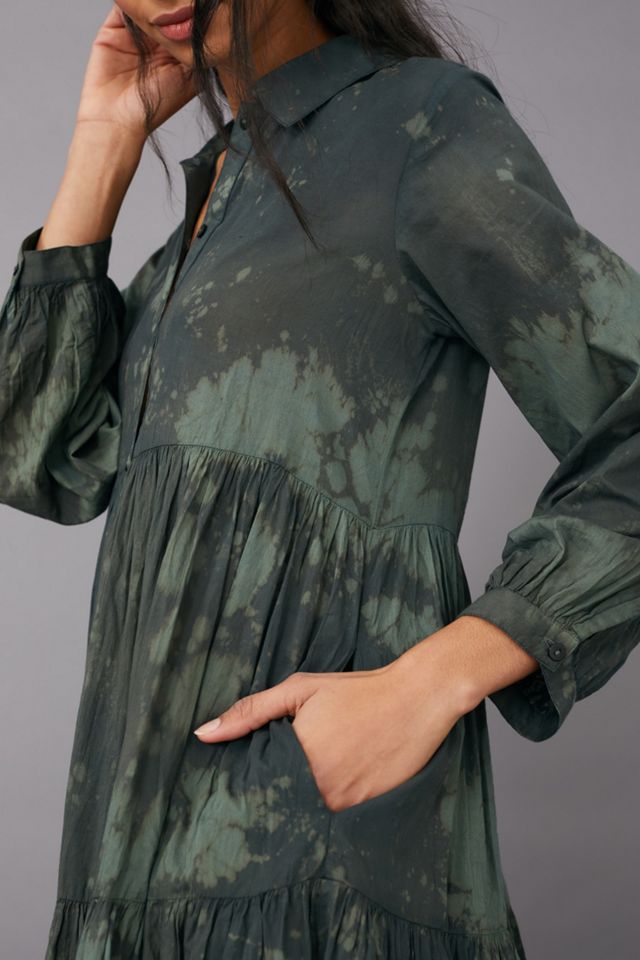 Emerald Tie-Dye Maxi Shirtdress #4