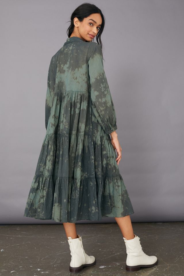 Emerald Tie-Dye Maxi Shirtdress #5
