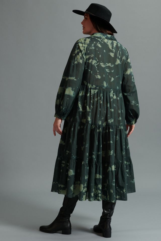 Emerald Tie-Dye Maxi Shirtdress #10