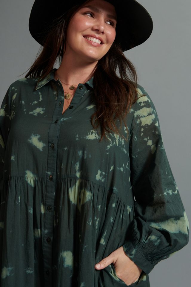 Emerald Tie-Dye Maxi Shirtdress #11