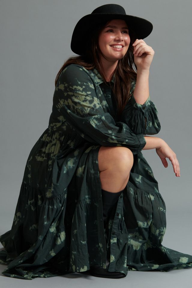 Emerald Tie-Dye Maxi Shirtdress #8