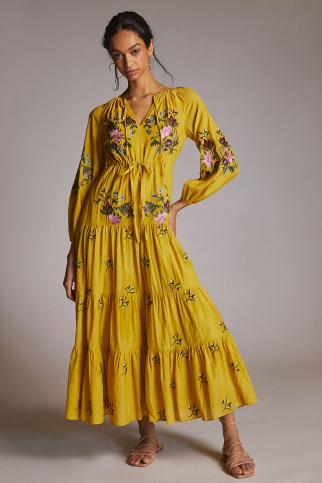 Embroidered V-Neck Maxi Dress #3
