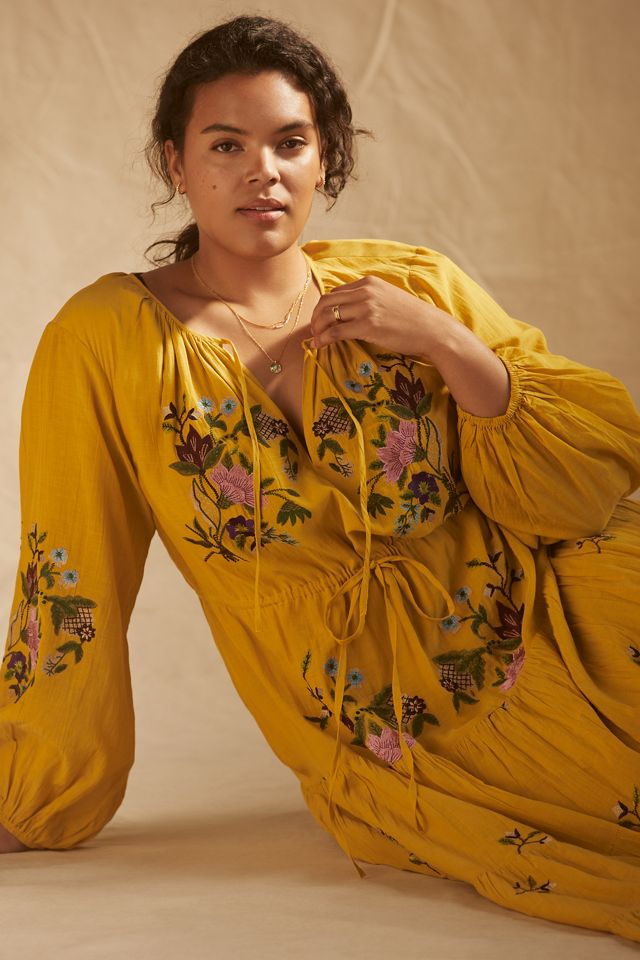 Embroidered V-Neck Maxi Dress #6