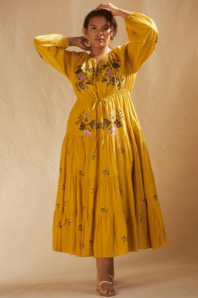 Embroidered V-Neck Maxi Dress #5