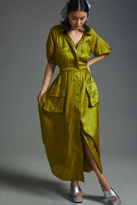 Samant Chauhan Utility Shirt Dress In Green | ModeSens