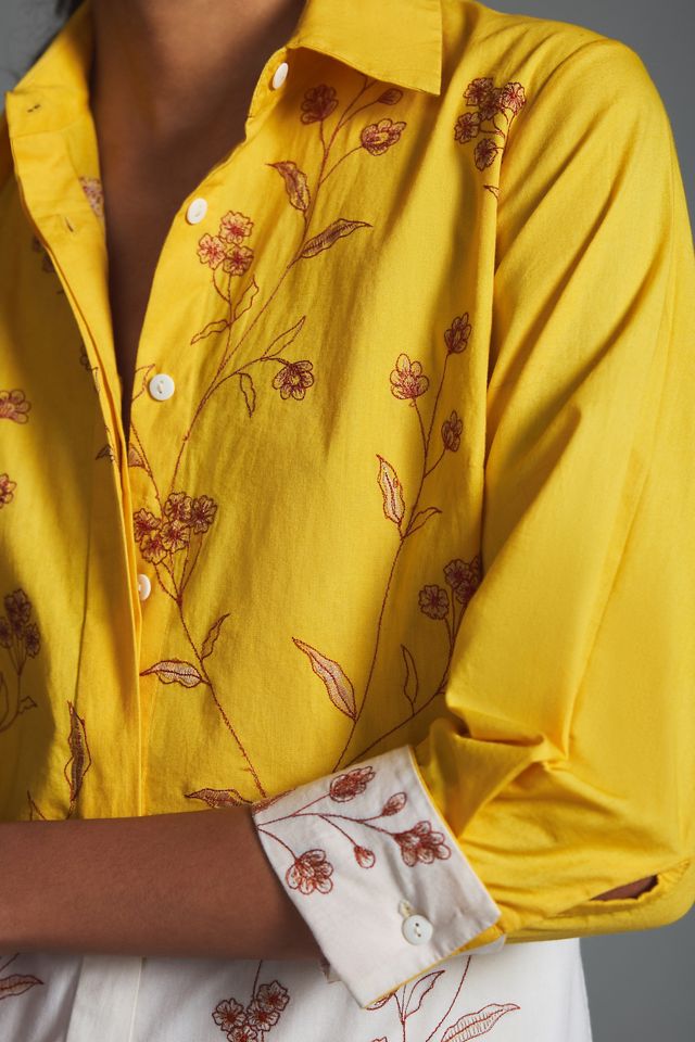 samant chauhan embroidered shirt dress Samant Chauhan Dress Womens XSP Extra Small Petite Embroidered Colorblock  Shirt