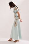 by anthropologie short-sleeve embroidery appliqu maxi dress By Anthropologie Short-Sleeve Embroidered Maxi Dress in White
