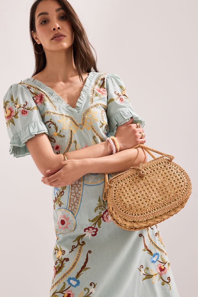Vestido Maxi Bordado de Manga Corta By Anthropologie #5