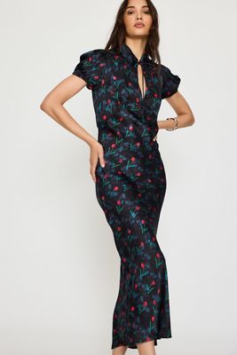 Vestido Midi de Satén con Cuello By Anthropologie