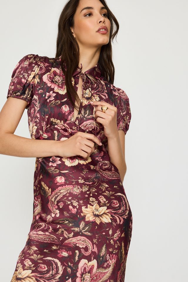 By Anthropologie Collared Satin Midi Dress #1