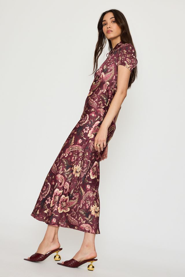 By Anthropologie Collared Satin Midi Dress #2