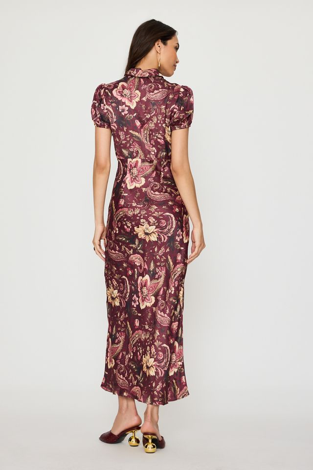 By Anthropologie Collared Satin Midi Dress #4