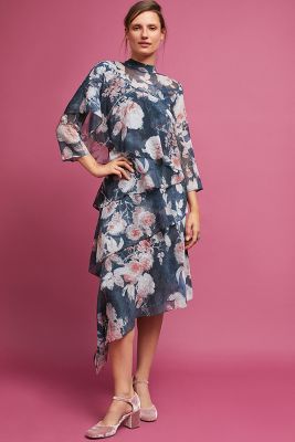 anthropologie pink floral dress