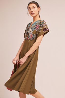 anthropologie velvet floral dress