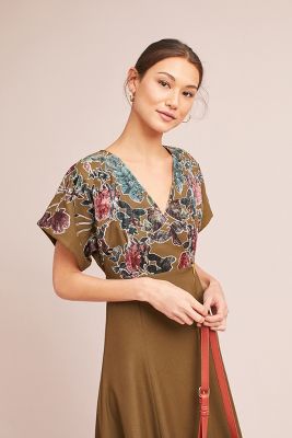 anthropologie velvet floral dress